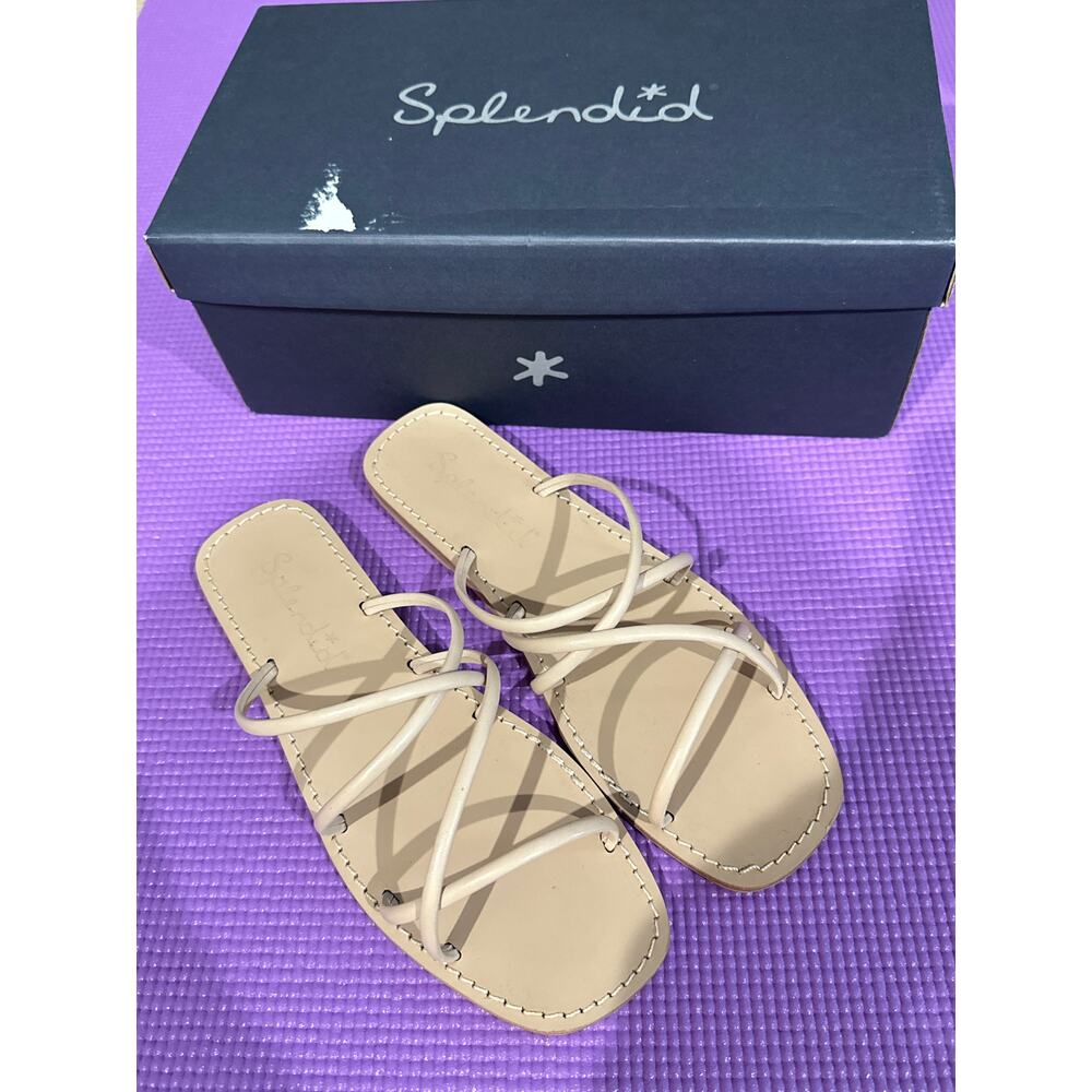 NEW Splendid Leather Slide Sandals Women’s Size 6 Light Almond Slip-On